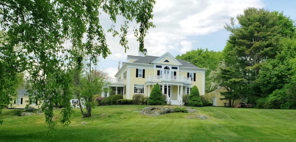Robin Hill, as she sits on her bluff, overlooking Cape Neddick Harbor, a 200 yard walk to the beach.