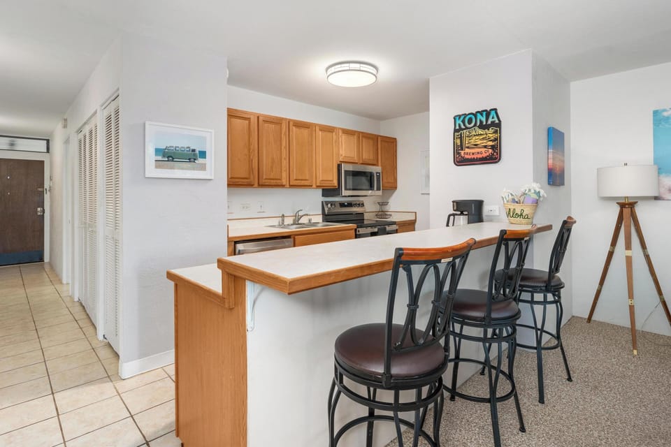 Enjoy the bar seating while your meals are being cooked