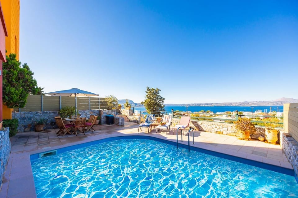 Private pool and terrace with sea views
