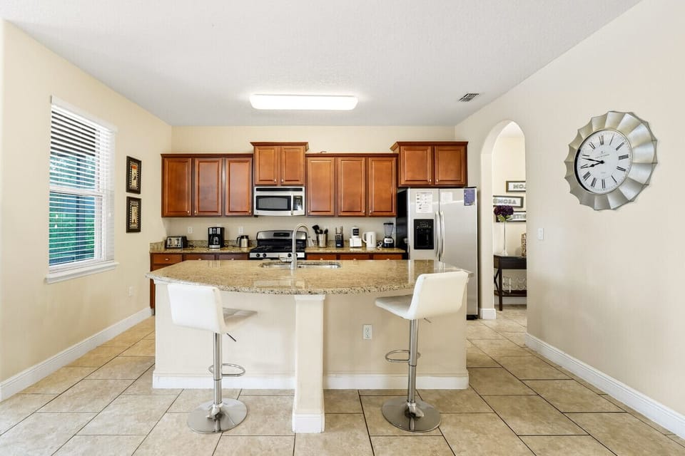 Bright kitchen with island seating