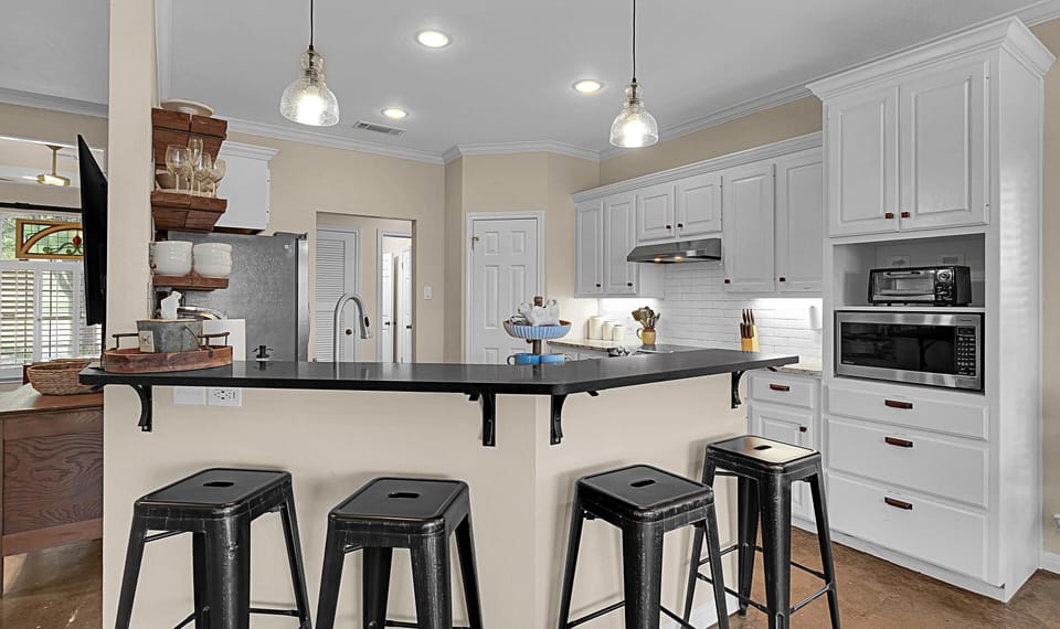 Stocked kitchen ready for you to whip up a quick snack or meal.