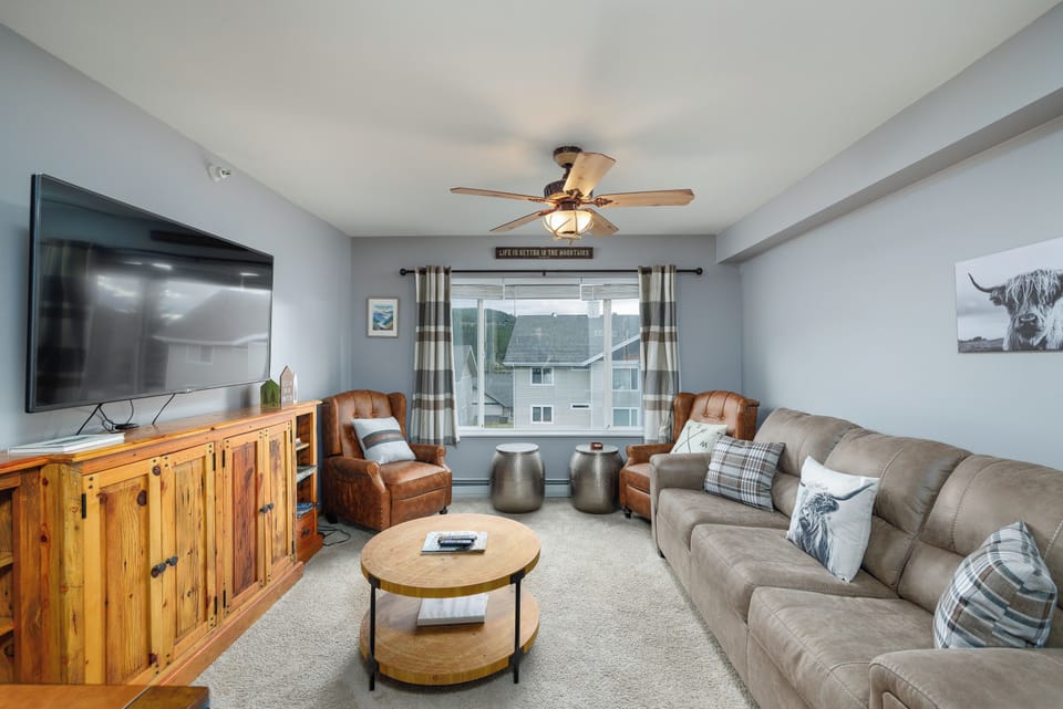 Queen sleeper sofa makes an easy place to nestle in and recharge for the next day | Main Level