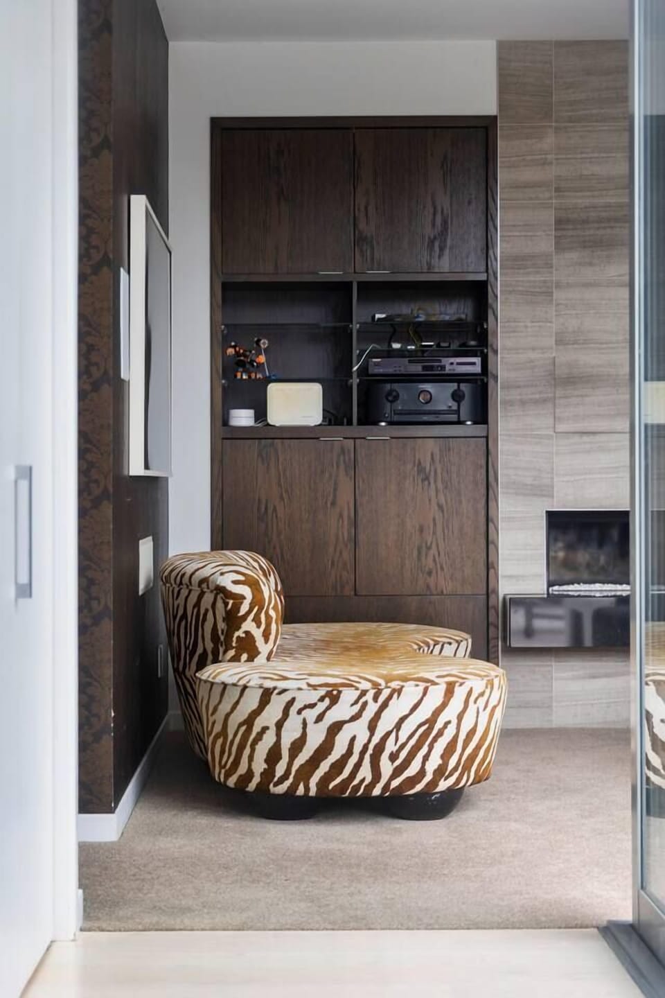 Lounge room with TV and gas fireplace