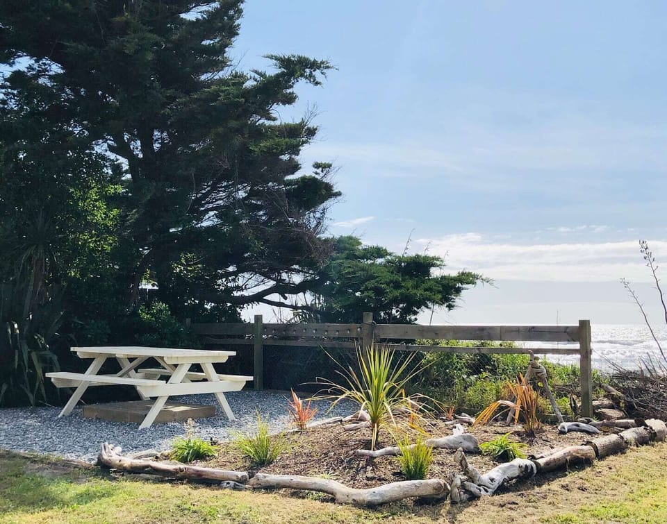 Seating area by beach