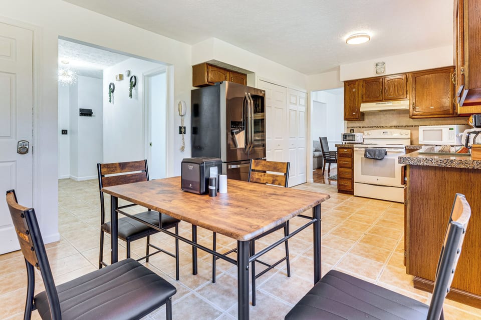 Dining Area | Kitchen | Drip Coffee Maker | Dishwasher | 1st Floor