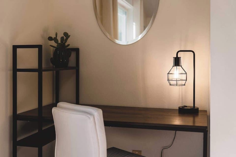 Table and chair, perfect for working, reading, or enjoying quiet moments.