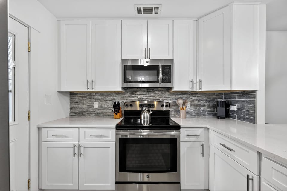 Fully equipped kitchen with modern appliances