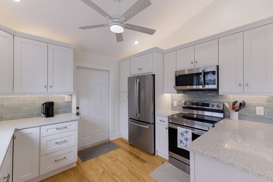 Access to shared garage area through kitchen