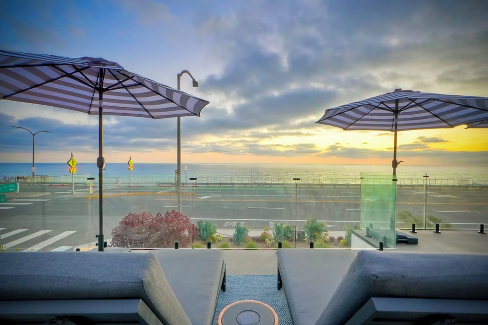 Watch breathtaking sunsets from your private oceanfront lounge.