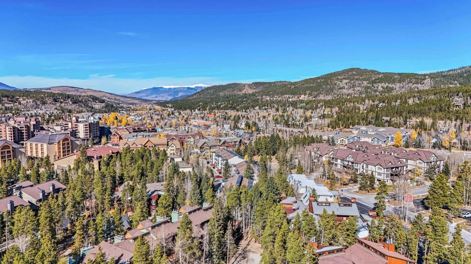 Exterior: An aerial view of the surrounding area, within a mile of the BreckConnect Gondola, Breckenridge Ski Resort, and Main St.