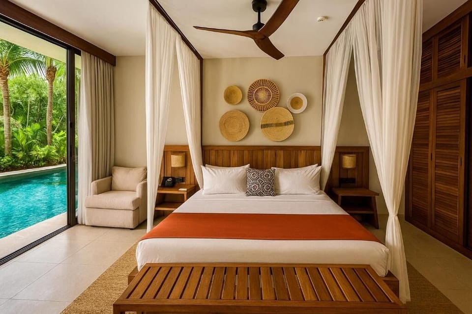 Refresh in a spacious suite with lush greenery just outside.