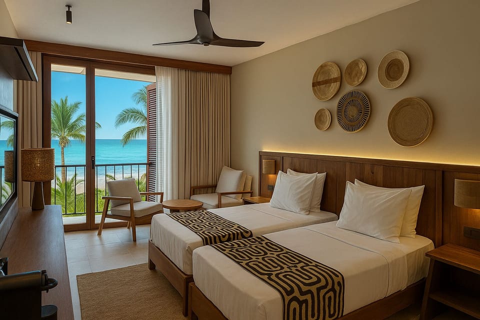 Twin beds. Interior and views may vary based on location and availability