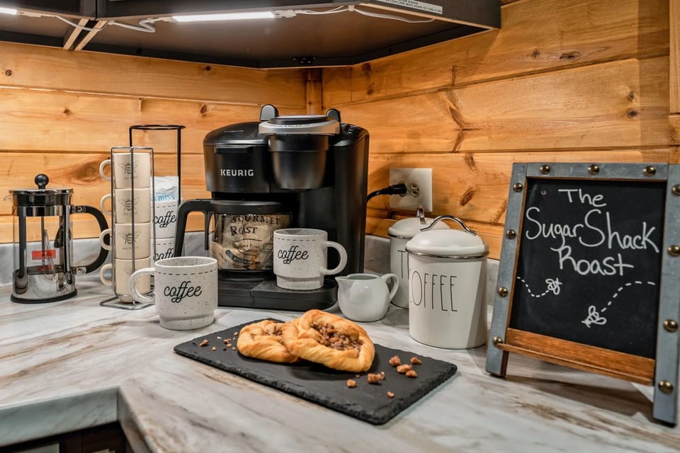 Enjoy a fresh cup of coffee with either the French Press or Keurig Duo.