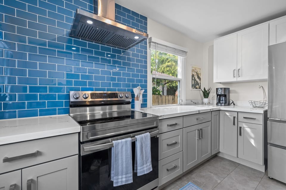 Full Kitchen with drip Coffee Maker and all the cooking accessories you'll need