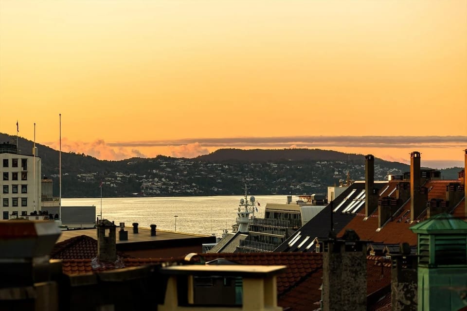 Sunset and sea view from the rooftop terrace.