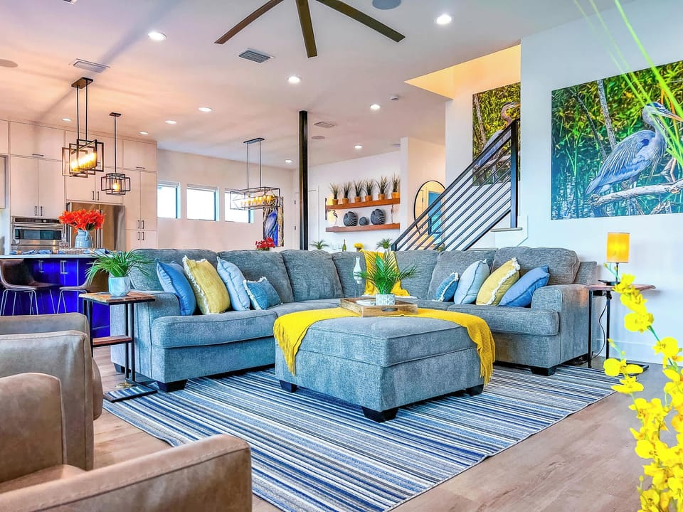 The main floor serves as one big hang out space 