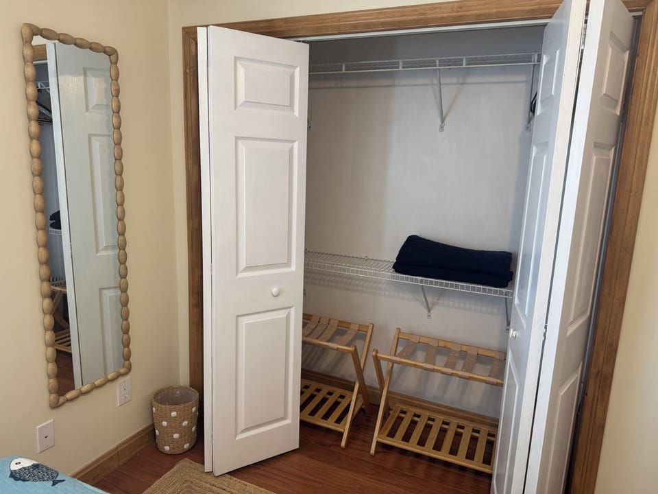 Closet and luggage racks.