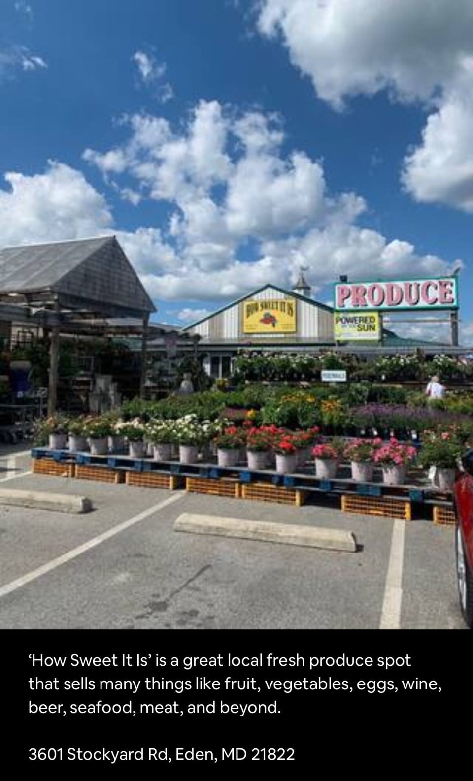 Great spot to pick up fresh food to cook called How Sweet It Is