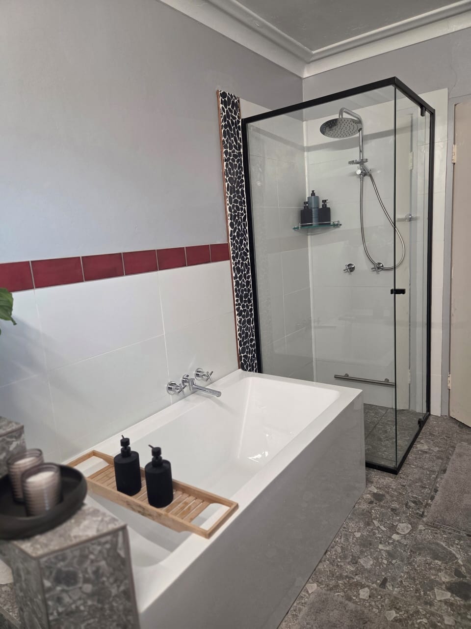 Beautiful new bath and shower.