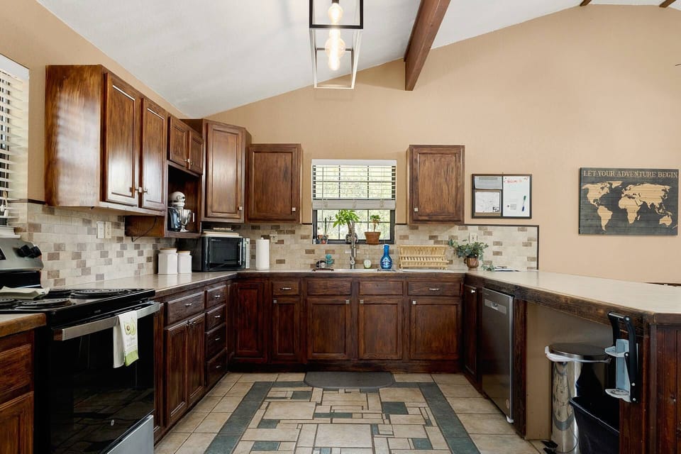 Fully equipped kitchen with modern appliances and everything you need for home-cooked meals.