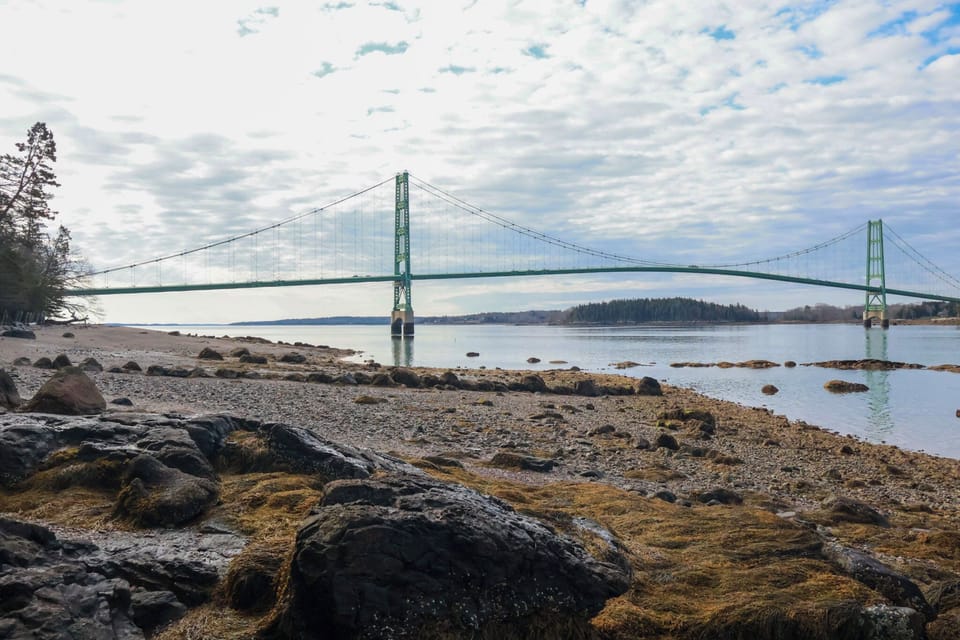 Deer Isle Sedgwick Bridge from Beach