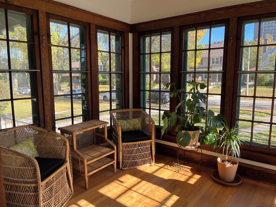 Sunroom sitting area.
