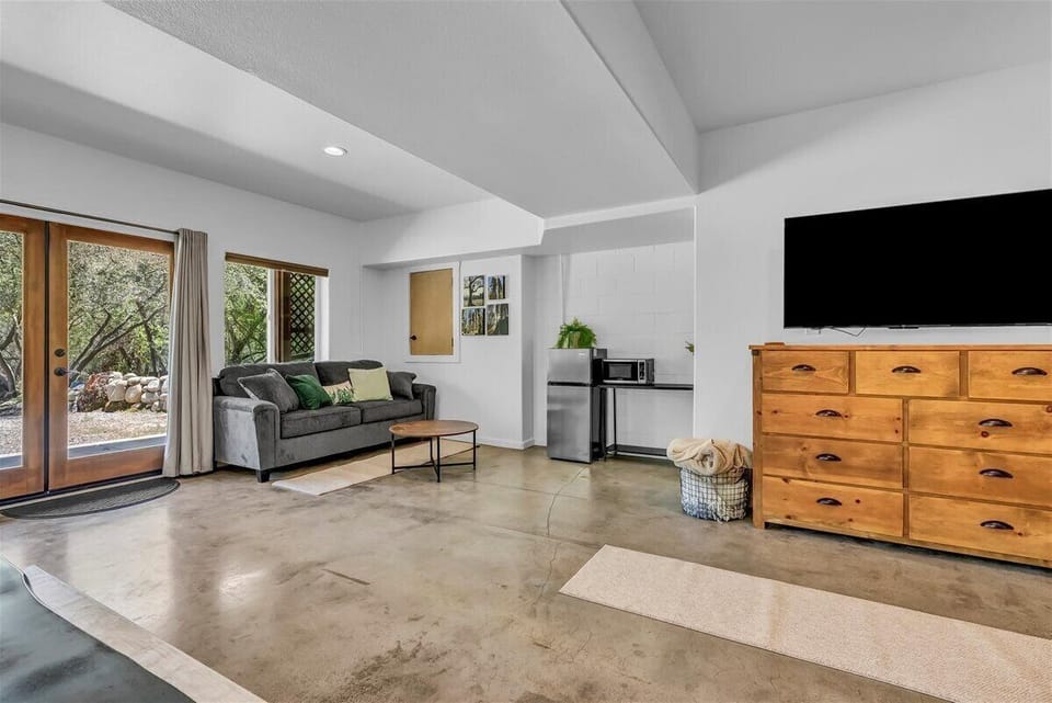 Large Retreat with Queen Sleeper sofa, mid size fridge, microwave, coffee maker