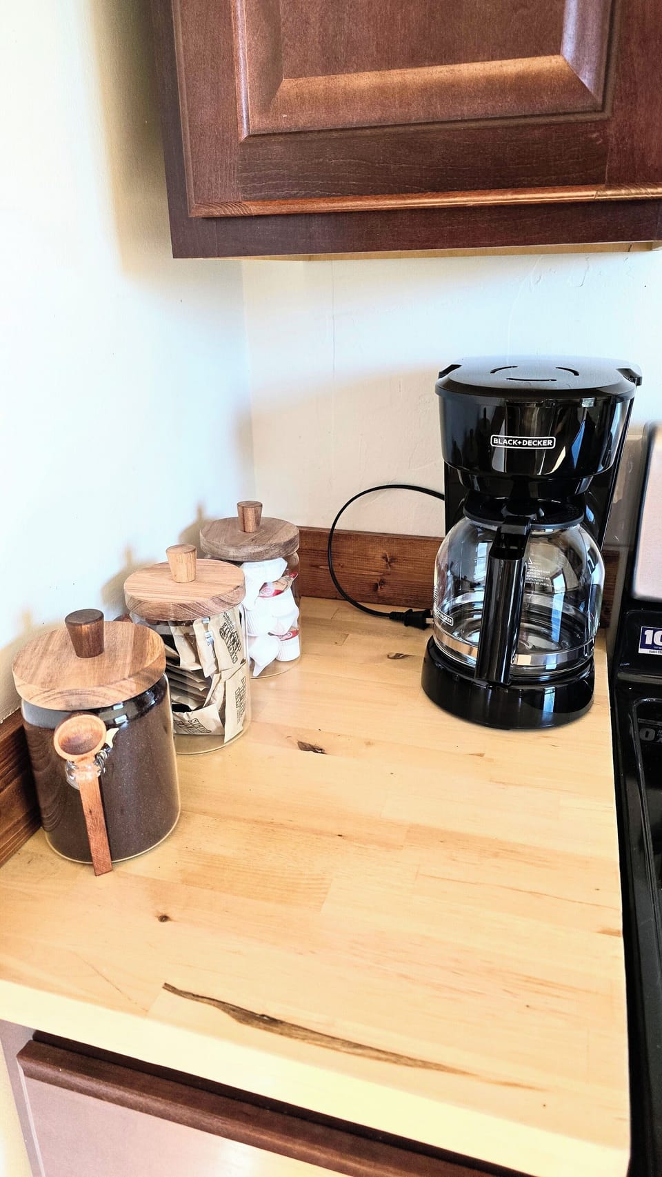 Fully stocked coffee bar 