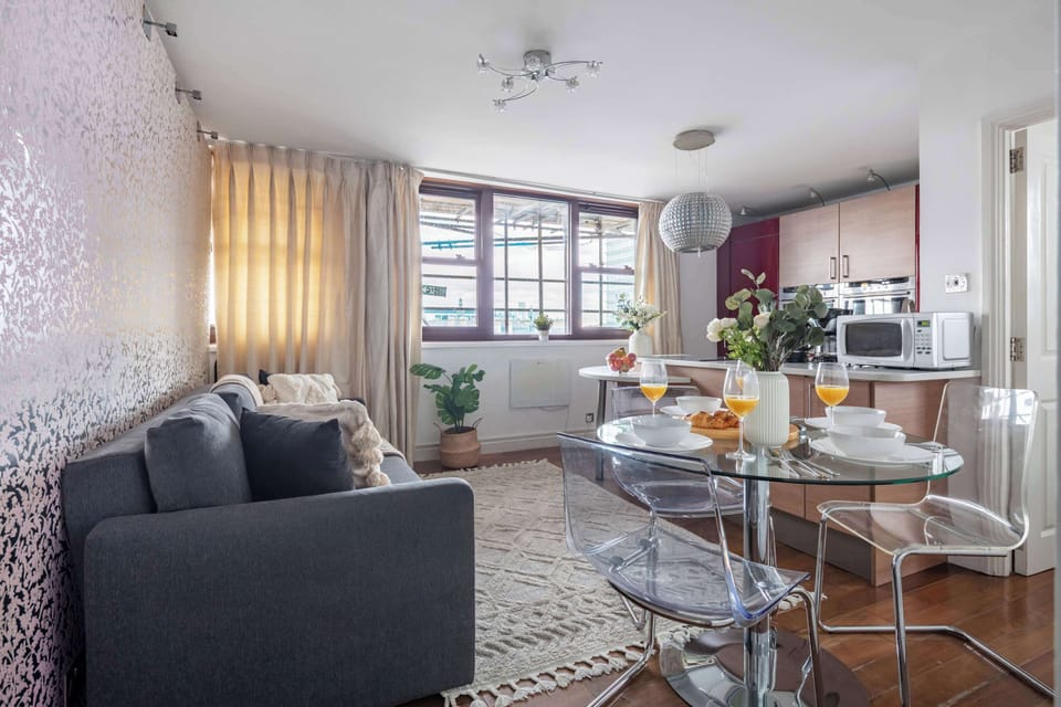 The open-plan living, kitchen and dining area