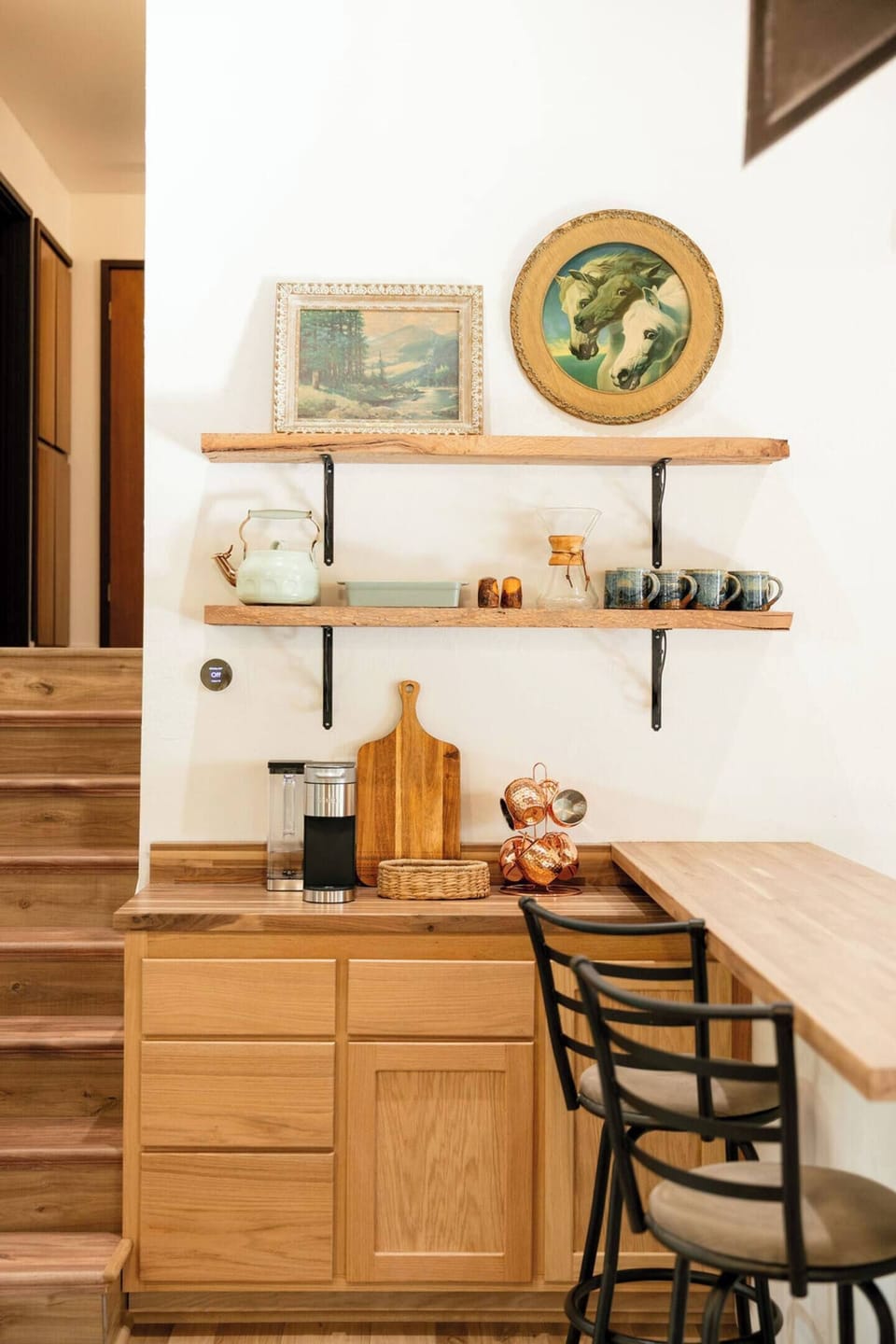 Tallwood Cabin is beautifully decorated and stocked with amenities. From coffee to wine -we've got you covered!