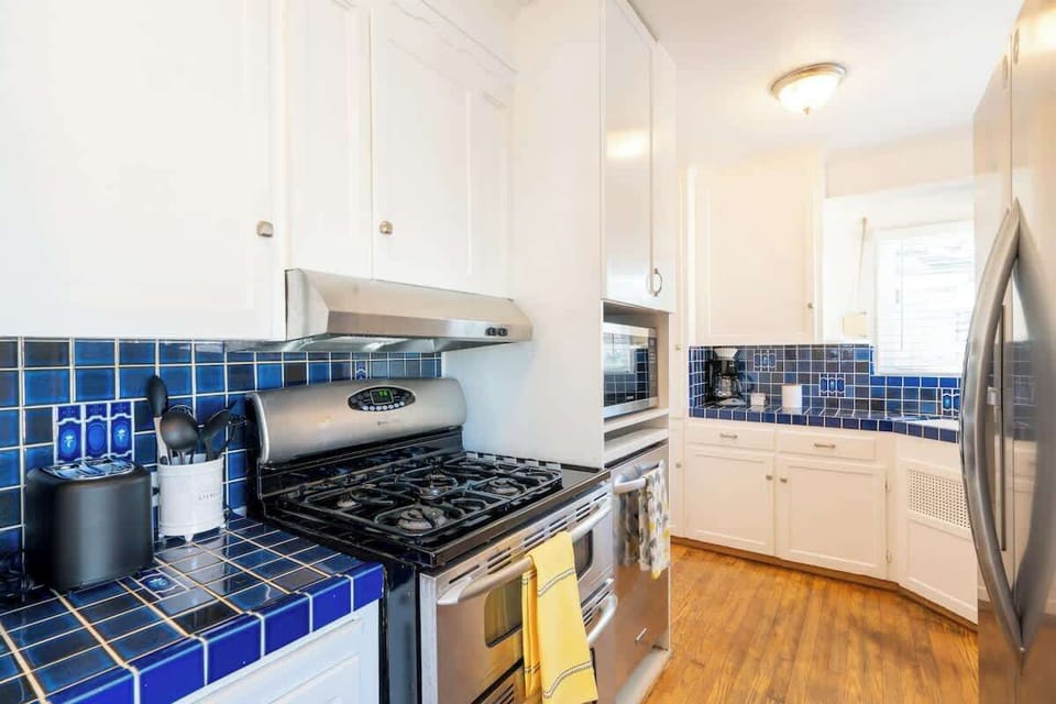 The charming kitchen comes fully equipped with everything you need