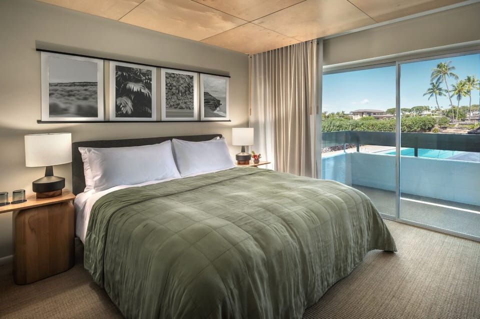 Wake up to poolside views from your plush, quiet retreat.