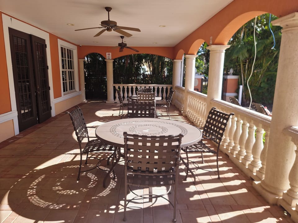 Clubhouse vestibule, fantastic poolside hangout area