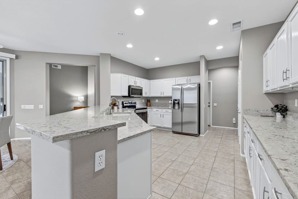 Spacious kitchen with plenty of counter space - perfect for home cooked meals.