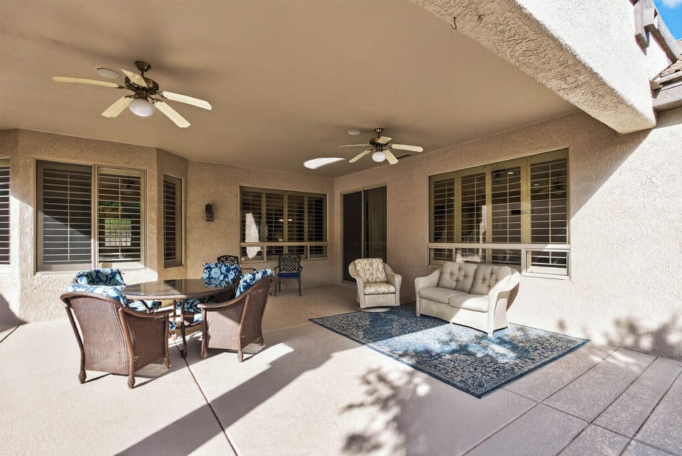Private Covered Patio; perfect for morning coffee, evening sunsets and relaxing.