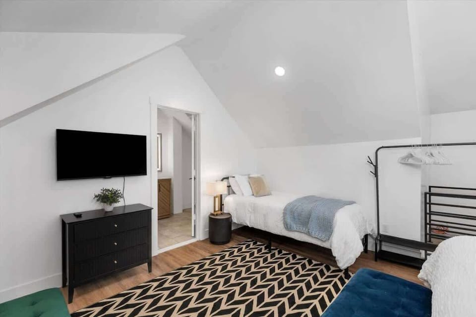 Third floor loft with full bath. Sleeps 5.