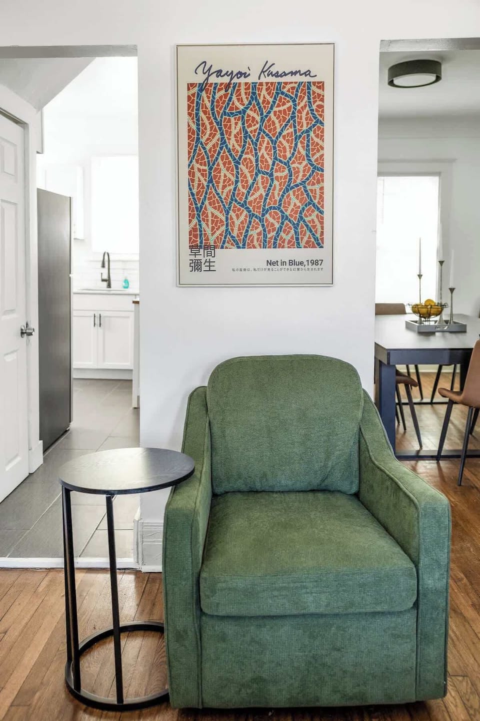 Cozy reading chair with side table.
