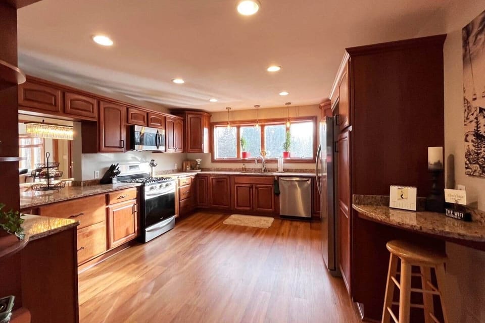 The sun peaking through our kitchen window in the afternoon