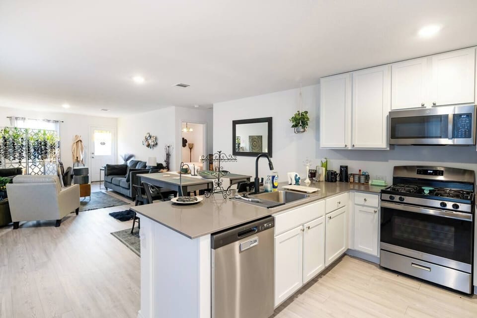 Enjoy home-cooked meals in this warm and well-lit dining space.