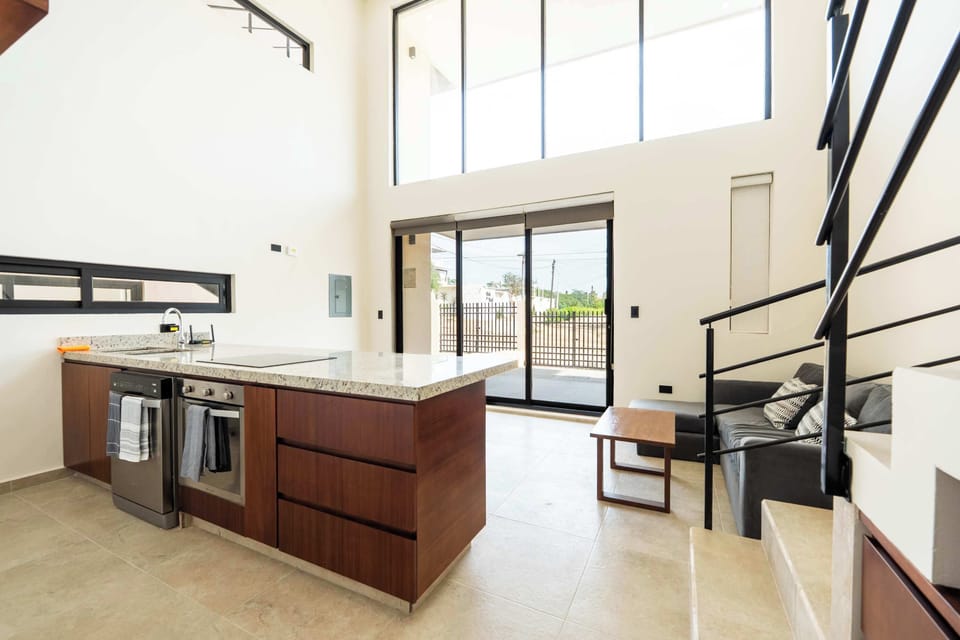 Living Area with Double-Height Ceilings