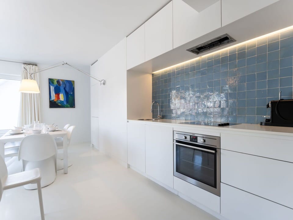 Kitchen, Countertop, Flooring, Kitchen Appliance, Interior Design, Floor, Ceiling, Major Appliance, Cabinetry, Light Fixture