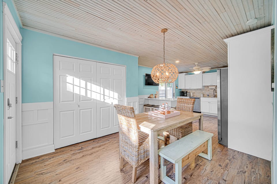 Gather around the dining table for family meals, games, or planning your next Indiana Dunes adventure.