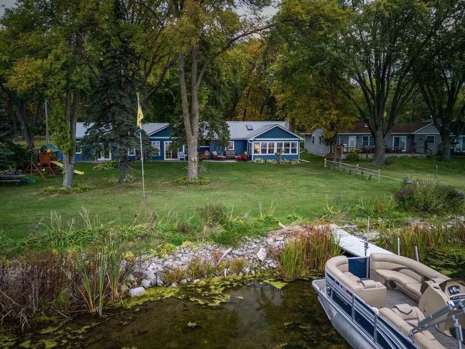 Backyard with private pier.
