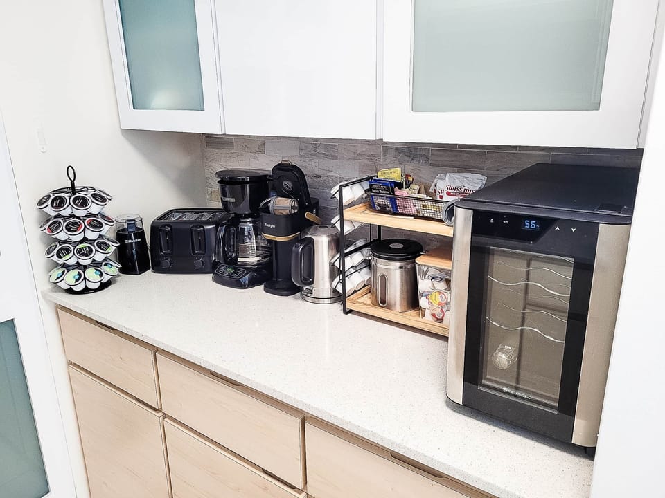 Complementary Coffee Bar and Wine Chiller