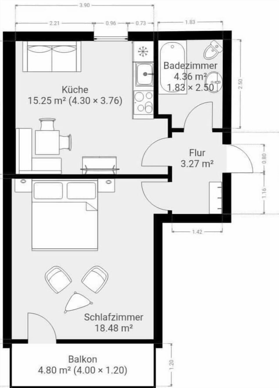 Entspannter Sitzbereich im Schlafzimmer mit TV