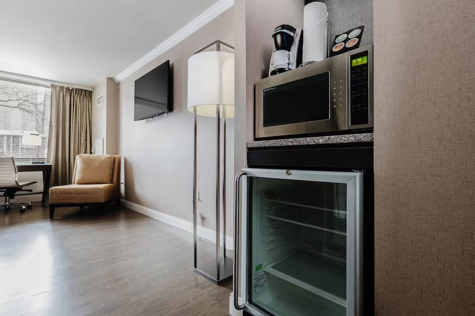 Fuel your day with in-room coffee and quick bites anytime.
