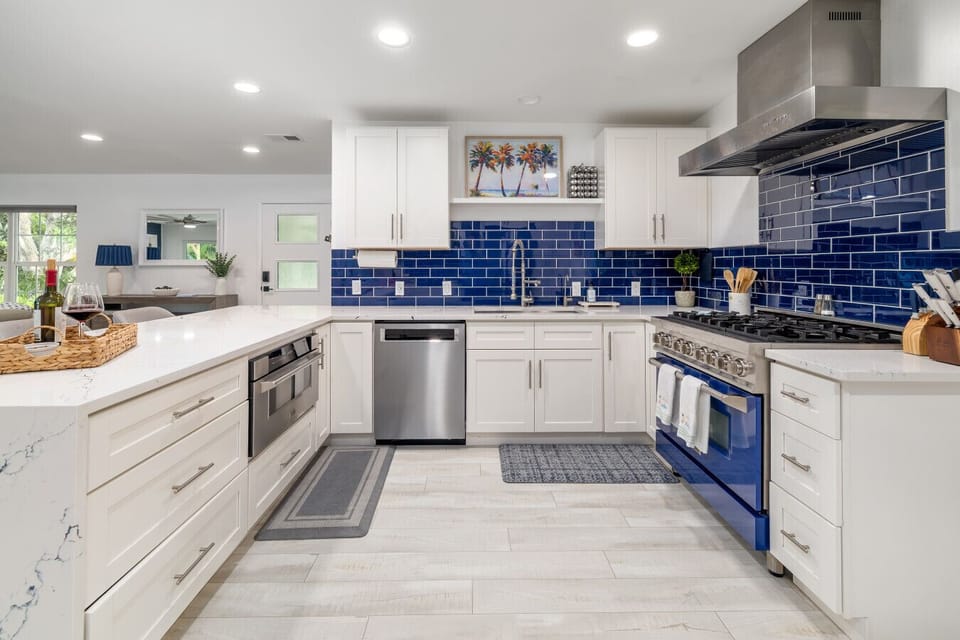 Cook like home in this bright, fully stocked kitchen