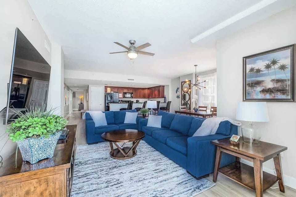 Living room has slider that goes to the balcony overlooking the ocean