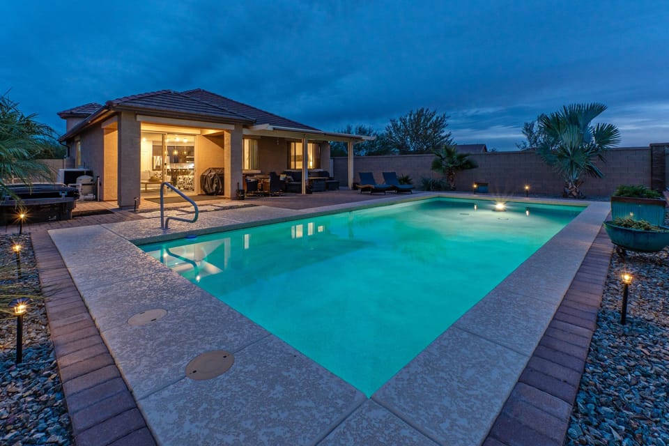 Welcome to DESERT MARIGOLD, our one story, 3 BR, 2 BA home with an exciting backyard.