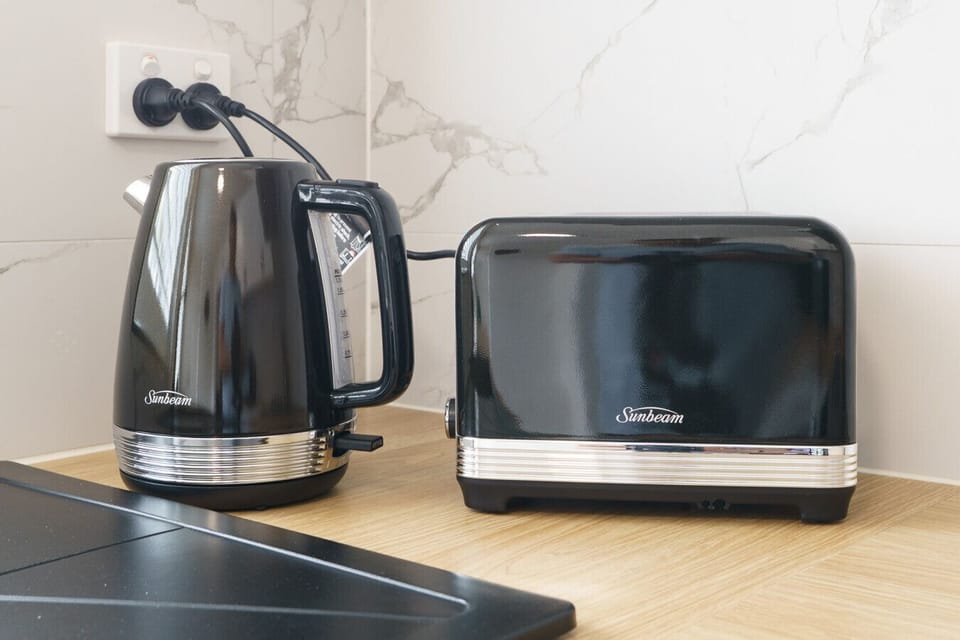 A perfect start to your day. Modern kettle and toaster ready for your morning brew or toasted treat,